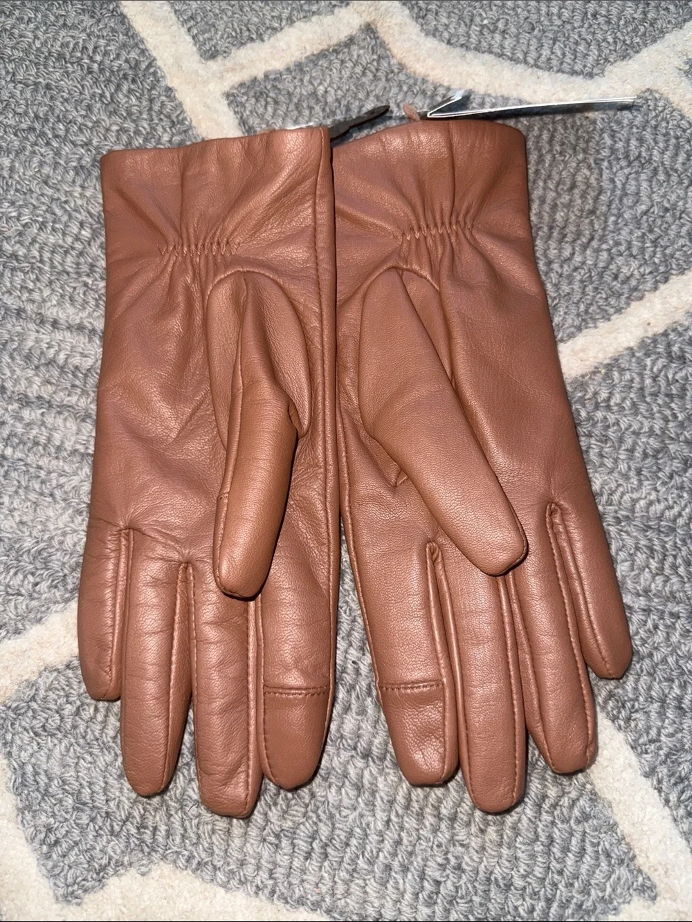 Kate Spade Cognac Goat Leather Touchscreen Gloves L NWT